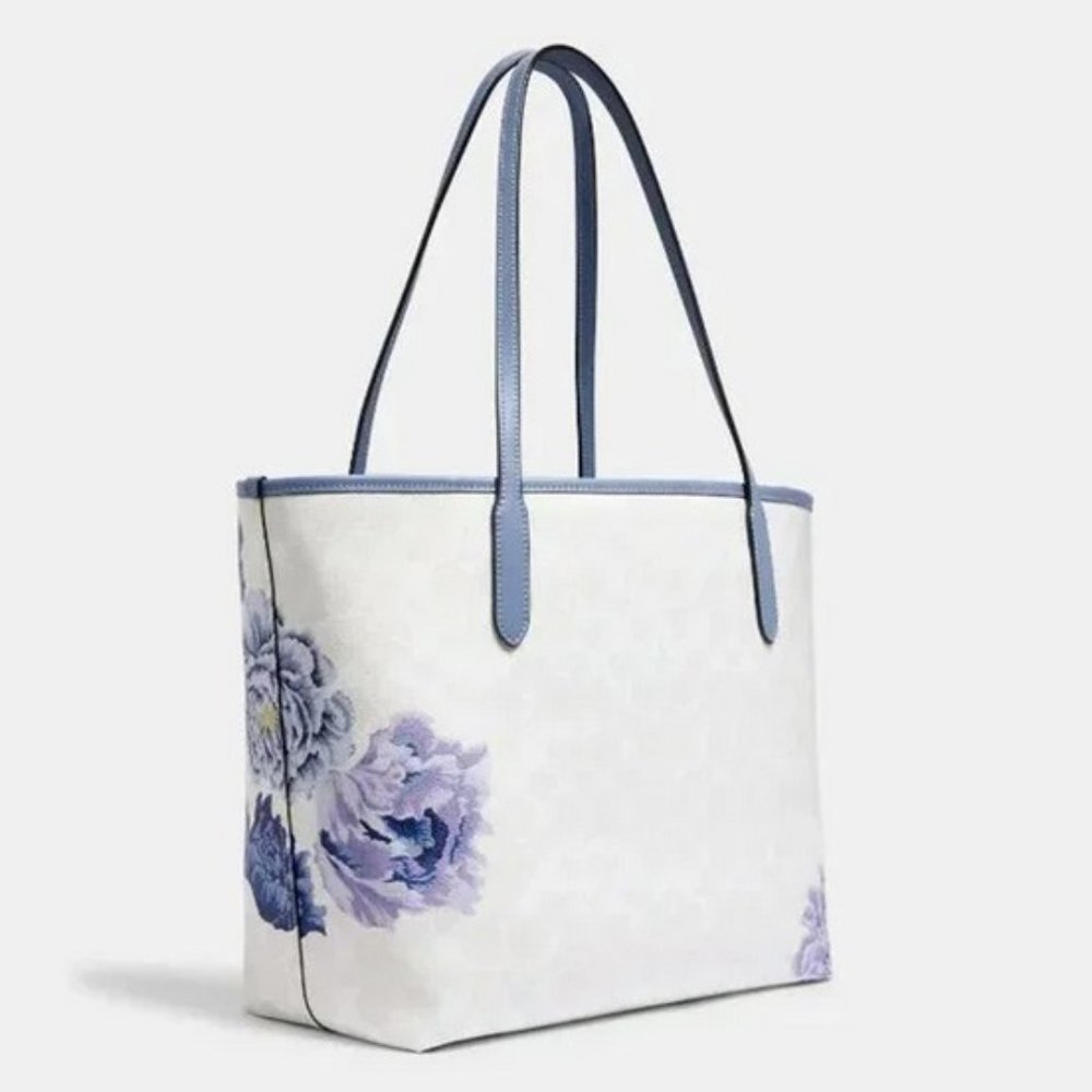 Coach City Tote In Signature Canvas With Kaffe Fassett Print - Picture 4 of 5